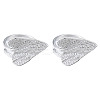 Clear Cubic Zirconia Heart Leaf Open Cuff Ring RJEW-T016-42P-3