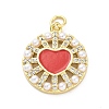 Brass Micro Pave Cubic Zirconia and Enamel and ABS Imitation Pearl Pendants KK-D325-24G-02-1