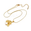 304 Stainless Steel Pave Clear Cubic Zirconia Flower Pendant Necklaces NJEW-H088-04G-5