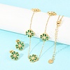 304 Stainless Steel with Resin Flower Link Chain Necklaces & Stud Earrings SJEW-Z005-02G-02-1