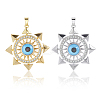 8Pcs 2 Colors Brass Micro Pave Cubic Zirconia Pendants KK-BBC0019-54-6