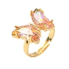 Adjustable Brass Glass Finger Rings RJEW-P148-A01-19-1