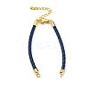 Leather Braided Cord Link Bracelets MAK-K022-01G-05-1