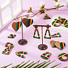 18Pcs 9 Styles Jamaican Colour Epoxy Resin & Walnut Wood Pendants RESI-TA0003-87-8