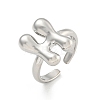 Brass Letter Open Cuff Rings for Women RJEW-G313-01H-P-1