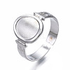 Non-Tarnish 304 Stainless Steel Oval Open Cuff Ring RJEW-T023-53P-3