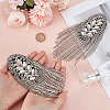 2Pcs Punk Style Oval Iron & Crystal Rhinestone & Felt Tassel Epaulettes AJEW-ME0001-51-3