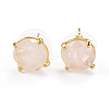 Natural Rose Quartz Stud Earrings EJEW-L196-05F-1