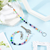 2Pcs Glass Cat Eye Beads Keychain HJEW-SC0002-23-3