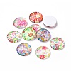 Half Round/Dome Floral Printed Glass Cabochons X-GGLA-A002-25mm-UU-1