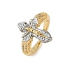 Crucifix Cross Brass Micro Pave Clear Cubic Zirconia Adjustable Cuff Rings LS-RJEW-Z104-01GP-2