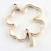 Rack Plating Alloy Irish Clover Open Back Bezel Pendants PALLOY-S047-06E-FF-2