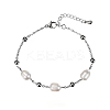 Real 18K Gold Plated Stainless Steel Freshwater Pearl Handmade Chain Bracelets for Women FW1421-6-1