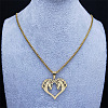 Hip-hop Style 201 Stainless Steel Laser Cut Double Horse Heart Pendant Necklaces FS-WGDE3BC-02-3