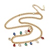 304 Stainless Steel Rhinestone Teardrop Tassel Twisted Chain Necklaces for Women LS-NJEW-V010-01G-01-1
