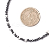 2Pcs 2 Styles Brass Moon Star and Faceted Round Natural Black Spinel Beaded Necklaces for Women NJEW-JN05657-4