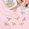 16Pcs 2 Colors Rack Plating Brass Pave Clear Cubic Zirconia Bowknot Connector Charms KK-SC0006-77-5