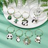 8Pcs 8 Styles Panda Alloy Enamel Wine Glass Charms AJEW-JO00211-2