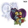 Valentine's Day Heart with Lovers & Flower DIY Wall Decoration Statue Silicone Molds DIY-G096-02-1