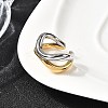 304 Stainless Steel Two Tone Cuff Rings RJEW-Z110-04GP-3
