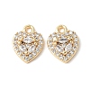 Brass Micro Pave Clear Cubic Zirconia Heart Pendants KK-A253-02G-1
