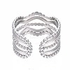 Non-Tarnish 304 Stainless Steel Wave Open Cuff Ring RJEW-T023-34P-2