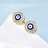 Blue Evil Eye Brass Stud Earrings ZIRC-Z017-01G-1