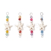 4Pcs 4 Colors Summer Beach Dyed Synthetic Turquoise Connector Charms PALLOY-JF03747-03-1