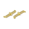 Rack Plating Brass Micro Pave Clear Cubic Zirconia Connector Charms KK-C007-37G-J-3