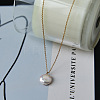 Summer Natural Freshwater Pearl Oval Safety Button Pendant Necklaces ZU8498-4
