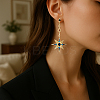 2 Pairs Colorful Rhinestone Moon & Star Dangle Stud Earrings EJEW-HY0001-33-5