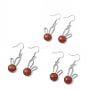 Natural Red Jasper Rabbit Dangle Earrings EJEW-A092-05P-13-4