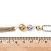 304 Stainless Steel Ball Chain Round Ball Tassel Necklaces for Women NJEW-G173-02C-GP-3