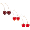3 Pairs 3 Colors Acrylic Cherry Stud Earrings EJEW-GO0001-03-1