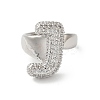 Letter Brass Micro Pave Clear Cubic Zirconia Open Cuff Ring for Women RJEW-N046-03J-P-2