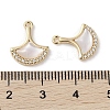 Brass Micro Pave Clear Cubic Zirconia with Shell Charms KK-G491-39G-3