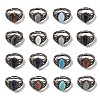 Natural Gemstone Horse Eye Adjustable Rings RJEW-K271-05R-1