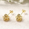 Crown Brass Micro Pave Clear Cubic Zirconia Stud Earrings for Women EJEW-G460-04G-1