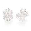925 Sterling Silver Pave Clear Cubic Zirconia Flower Beads STER-T008-40S-3