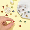 20Pcs Brass Micro Pave Cubic Zirconia with Glass Charms KK-YW0002-94-5