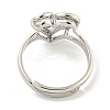 Heart with Letter Rack Plating Brass Micro Pave Clear Cubic Zirconia Adjustable Rings for Women RJEW-I105-01P-U-3