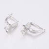 Brass Micro Pave Cubic Zirconia Hoop Earring Findings with Latch Back Closure ZIRC-K075-37P-3