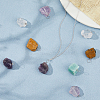 12Pcs 6 Styles Raw Rough Natural Green Aventurine & Amethyst & Tiger Eye & Quartz Crystal & Rose Quartz Pendants PALLOY-FH00085-6