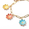 Alloy Enamel Flower Charm Bracelet with Paperclip Chains BJEW-JB08701-4