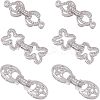 6Pcs 3 Styles Rack Plating Brass Micro Pave Clear Cubic Zirconia Fold Over Clasps KK-HS0001-01P-1
