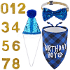Polyester and Polycotton Pet Hat & Collar & Bib Birthday Party set AJEW-WH20010-97-1