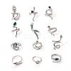 12Pcs Alloy Rhinestone Cuff Rings PW-WGFF40C-01-5
