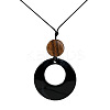 Resin Ring Pendant Long Necklaces with Wax Cord FS-WGD1F48-04-1