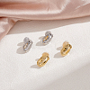 ANATTASOUL 2 Pairs 2 Colors Brass Twist Oval Cuff Earrings EJEW-AN0004-92-7