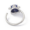 Natural Lapis Lazuli Turtle Open Cuff Ring RJEW-P082-01P-06-4